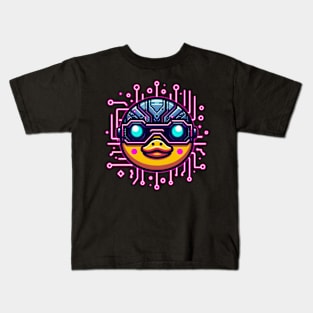 neon cyberpunk duck graphic Kids T-Shirt